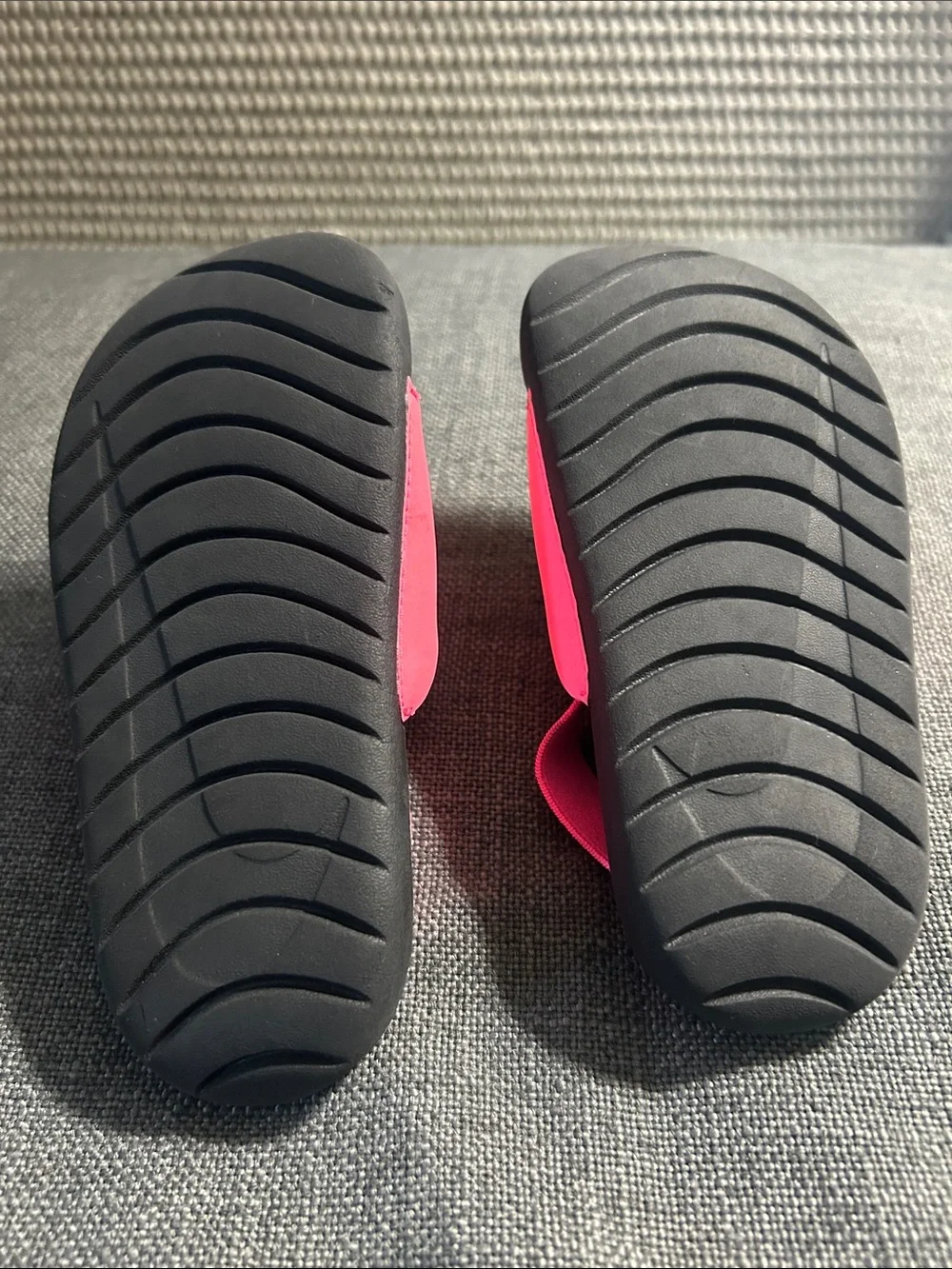 Nike Kids Hot Pink and Black Slide Sandals with White Swoosh